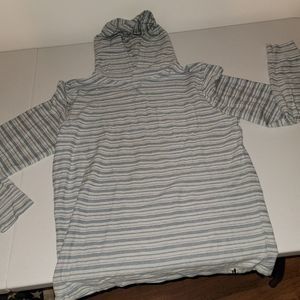 Johnnie-O Hangin Out Mens Gray Striped Hoodie Small